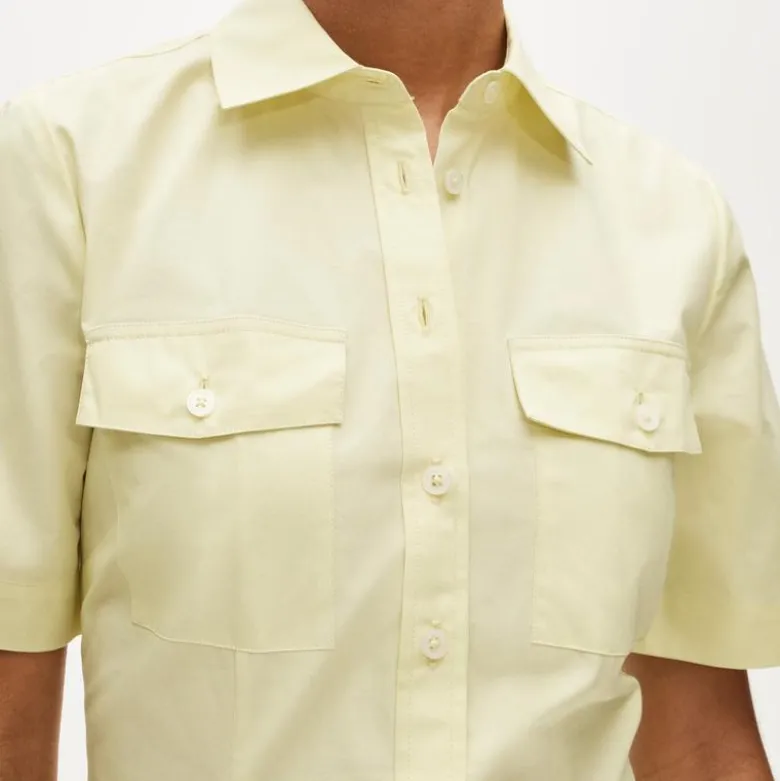 Utility shirt-dress in cotton poplin