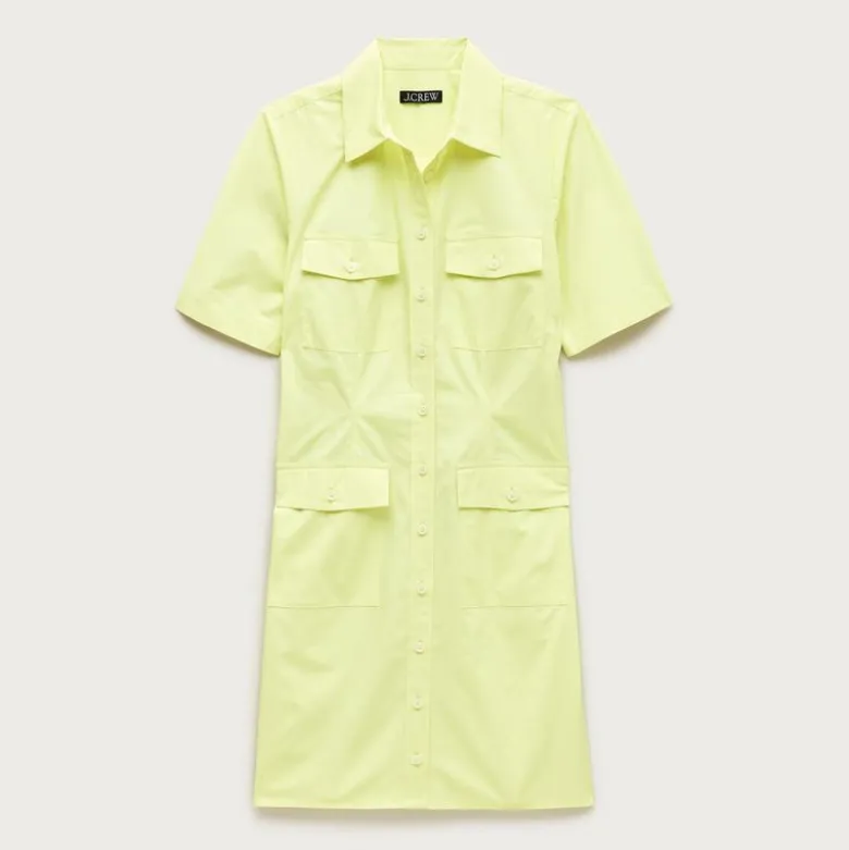 Utility shirt-dress in cotton poplin