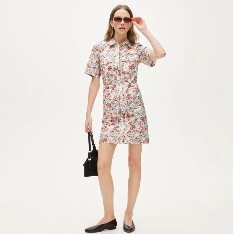 Utility shirt-dress in floral print