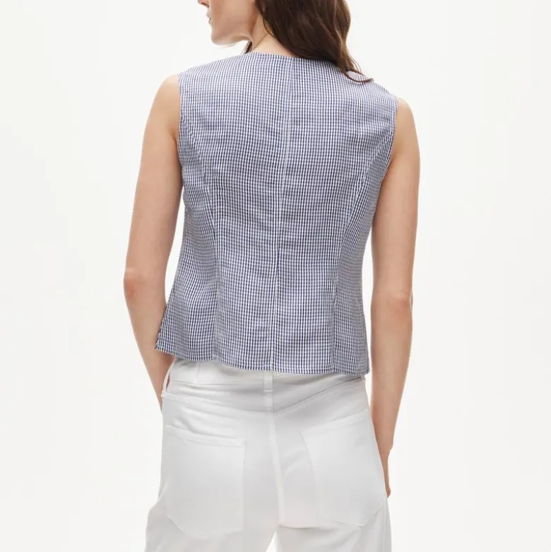 Utility top in gingham Gramercy linen blend