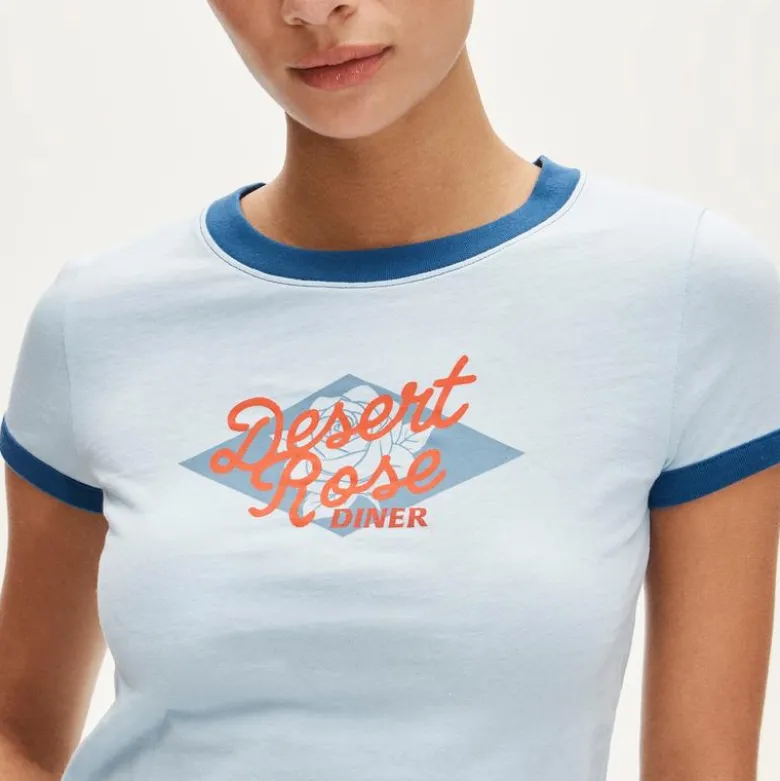 Vintage jersey "Desert Rose Diner" graphic ringer T-shirt
