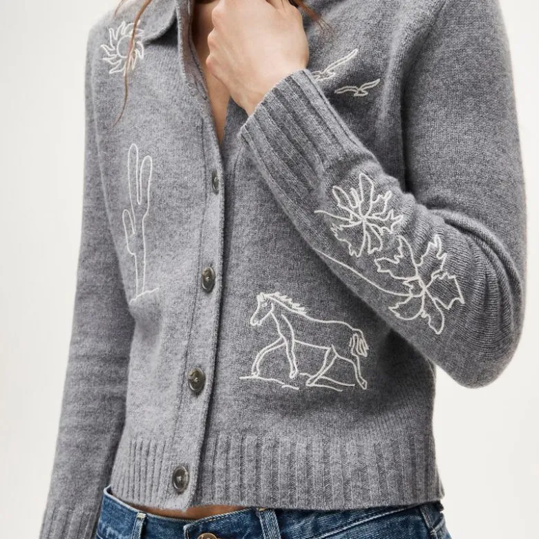 Vintage wool cardigan in western print