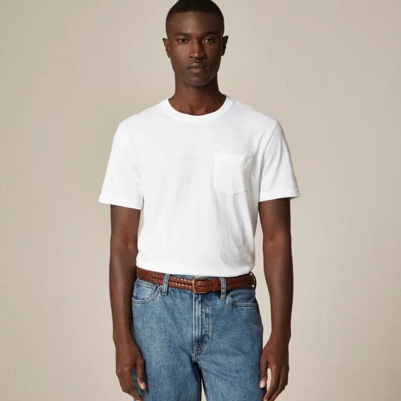 Vintage-wash cotton pocket T-shirt