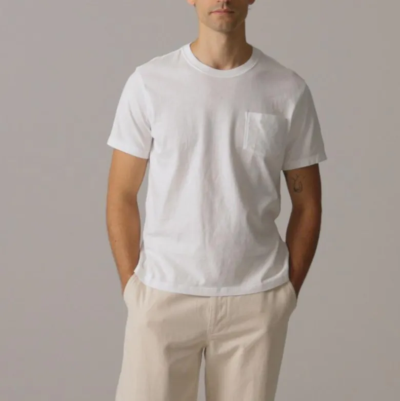Vintage-wash cotton pocket T-shirt