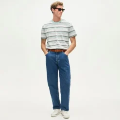Vintage-wash cotton T-shirt in stripe