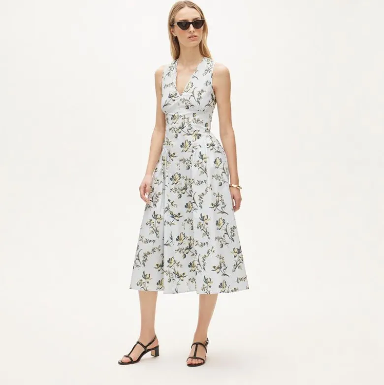 V-neck dress in lotus print