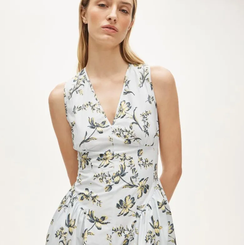 V-neck dress in lotus print