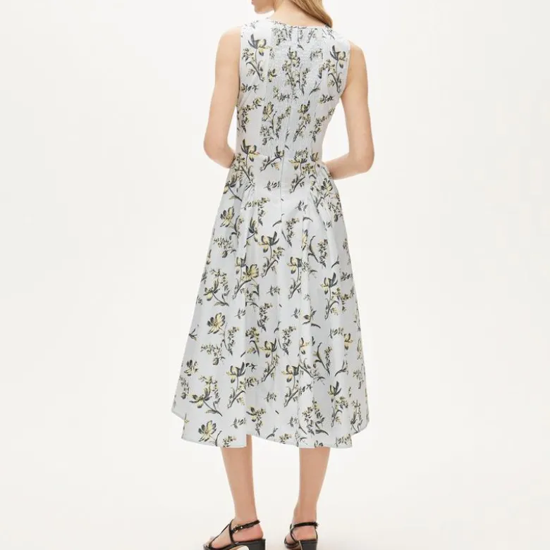 V-neck dress in lotus print