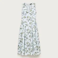 V-neck dress in lotus print
