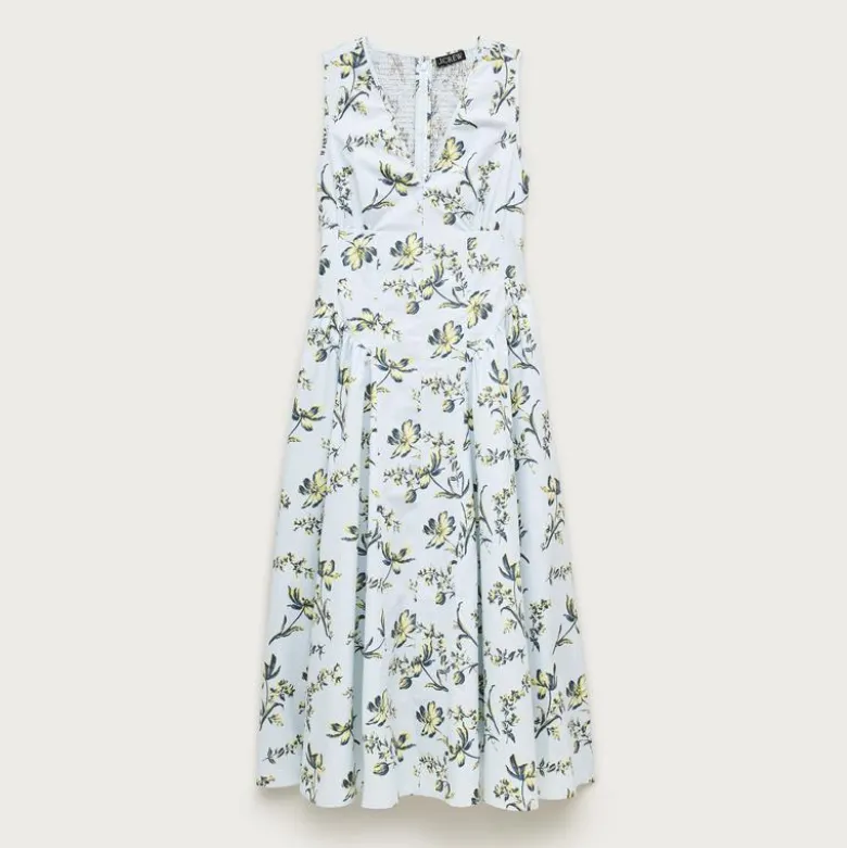 V-neck dress in lotus print