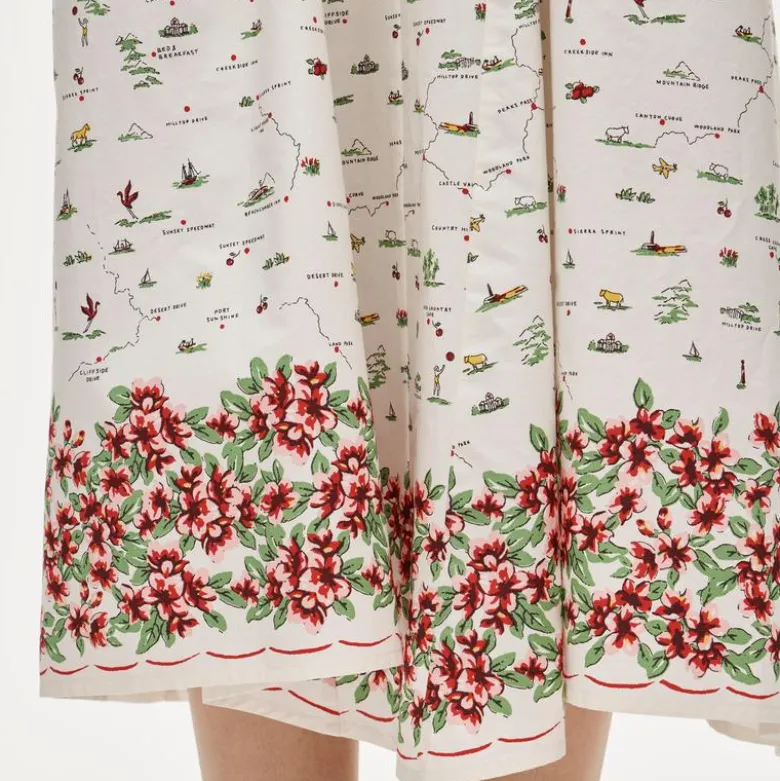 V-neck dress in map print