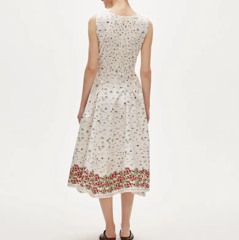 V-neck dress in map print