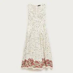 V-neck dress in map print