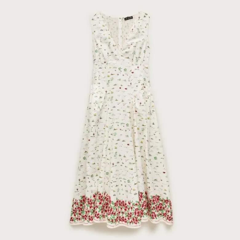 V-neck dress in map print