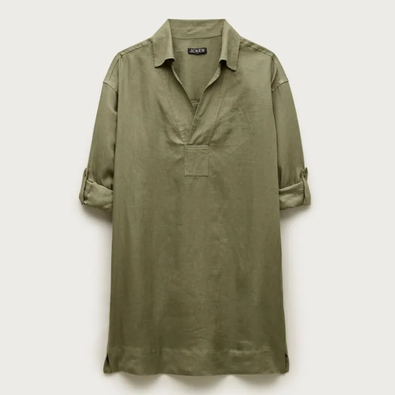 V-neck popover dress in linen