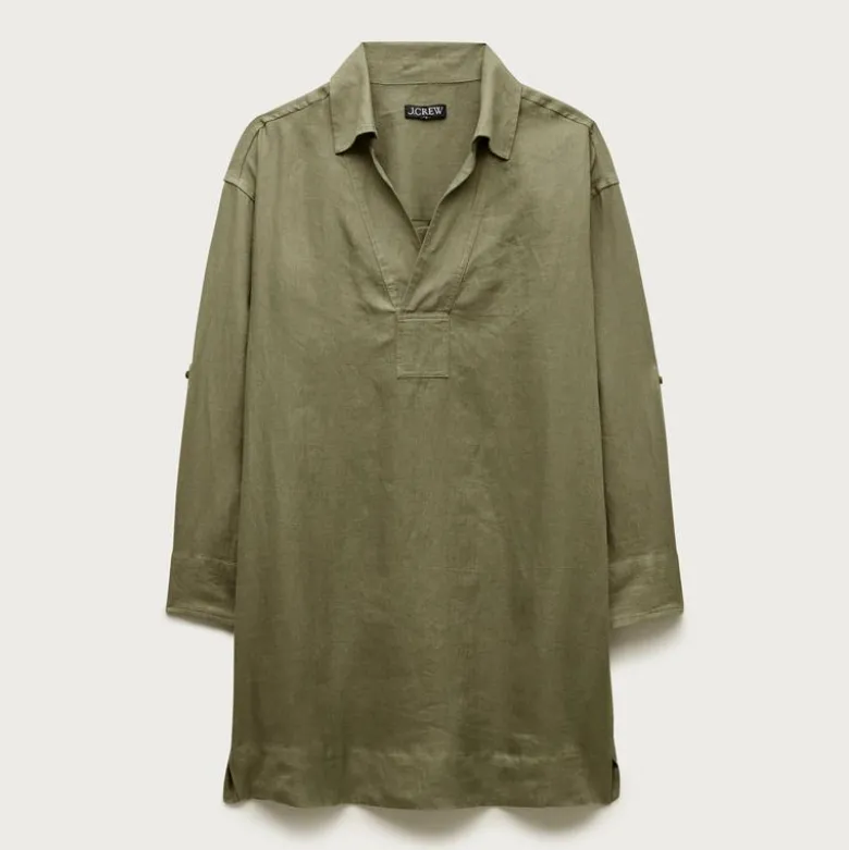 V-neck popover dress in linen