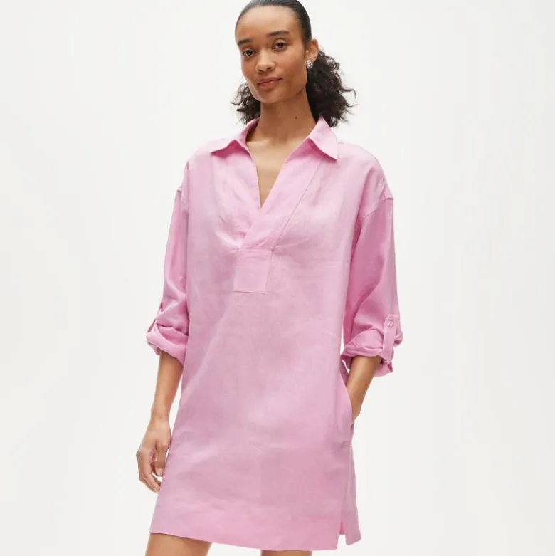 V-neck popover dress in linen