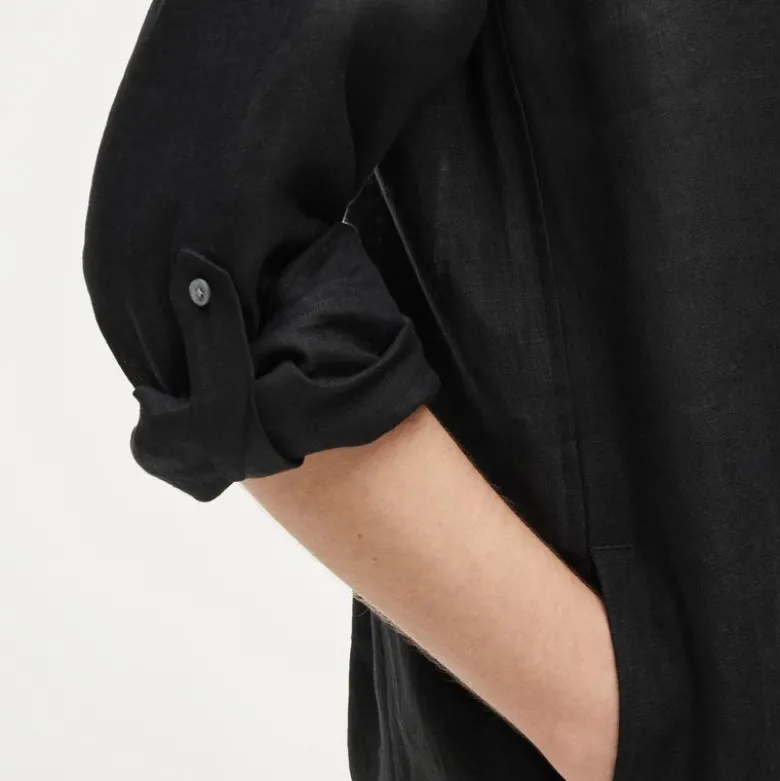 V-neck popover dress in linen