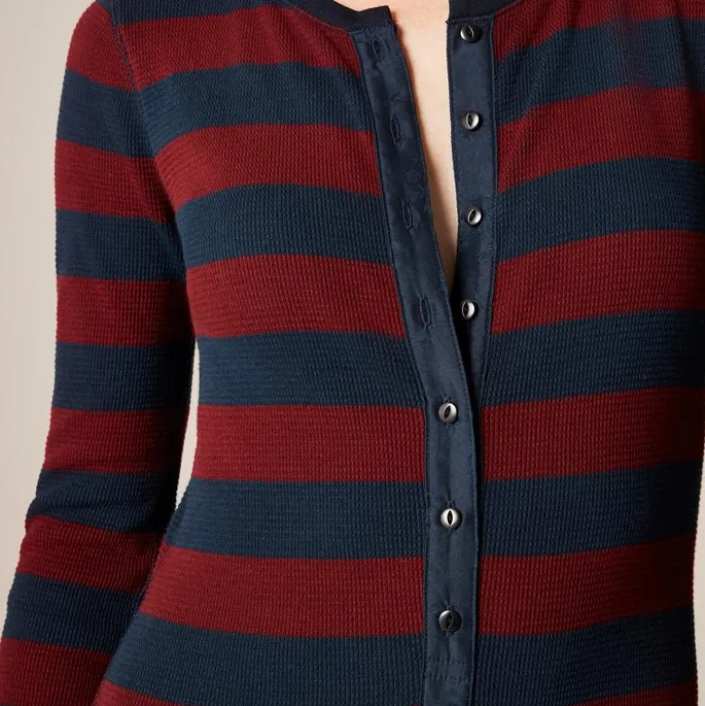Waffle-knit one-piece in rugby stripe