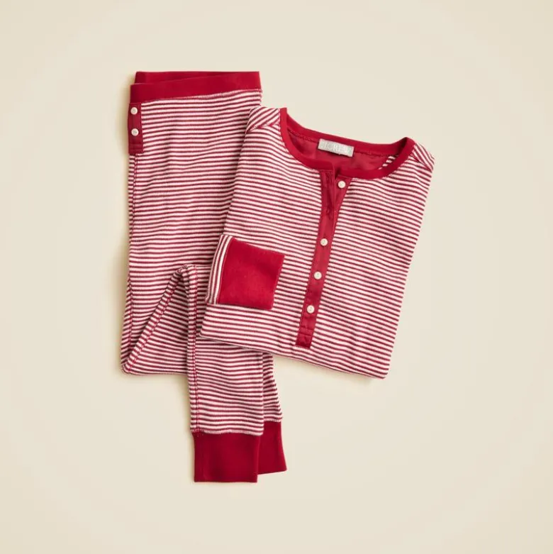 Waffle-knit pajama set in stripe