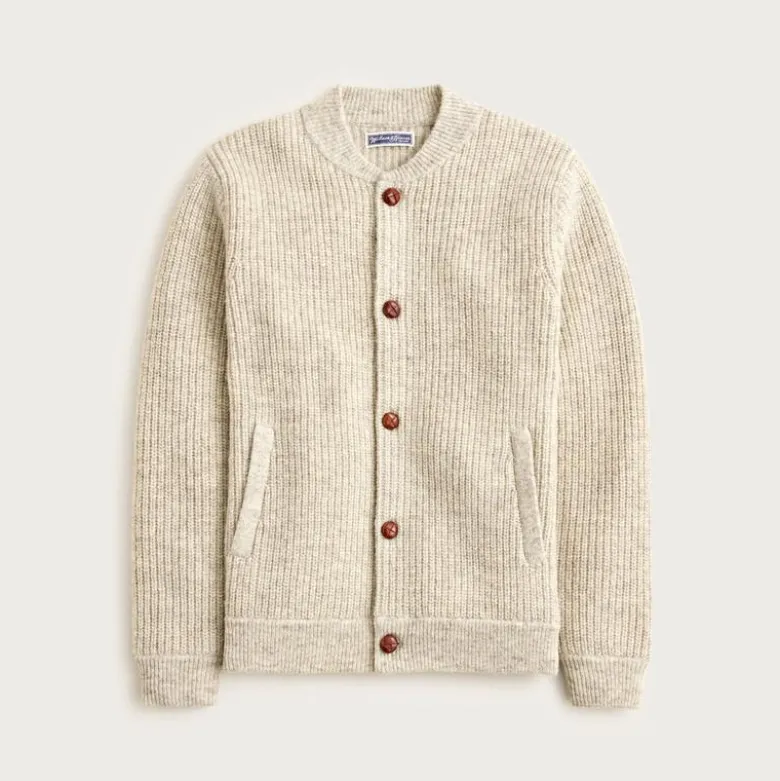 Wallace & Barnes baseball cardigan in English wool
