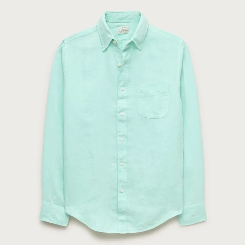 Washed linen shirt with point collar