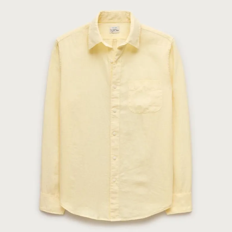 Washed linen shirt with point collar