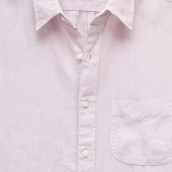 Washed linen shirt with point collar
