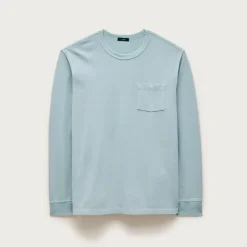 Washed piqué long-sleeve pocket T-shirt