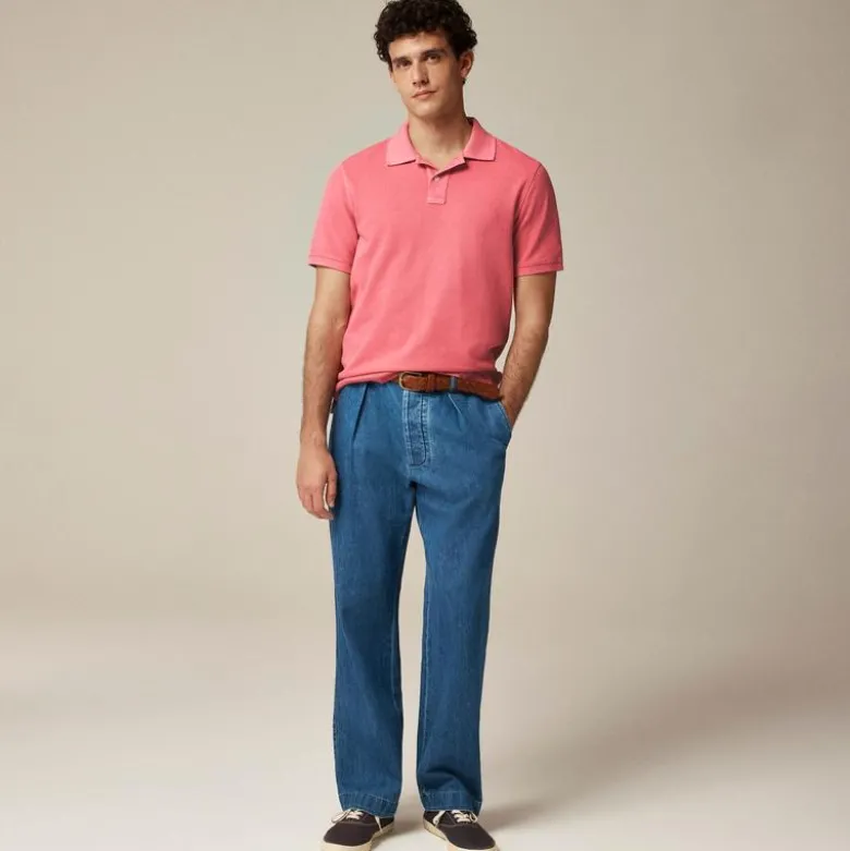 Washed piqué polo shirt