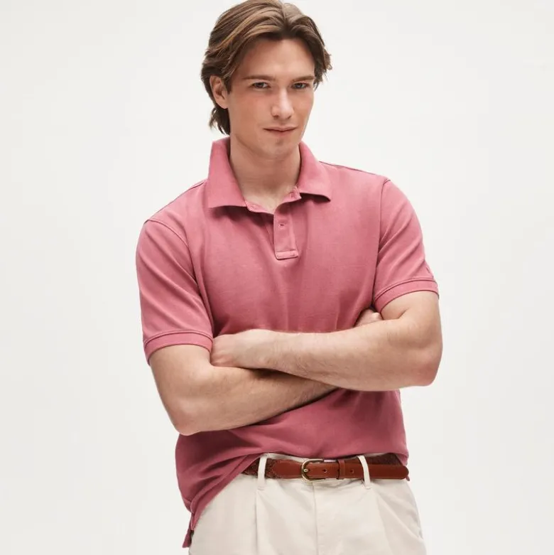 Washed piqué polo shirt