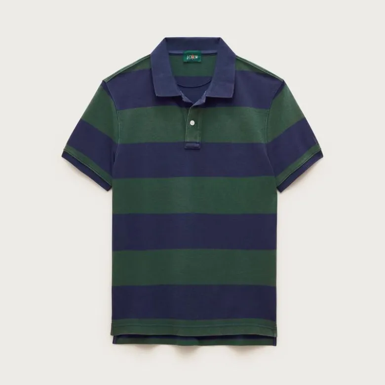 Washed piqué polo shirt in stripe