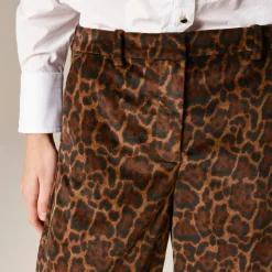 Washed velvet wide-leg trouser in jaguar print
