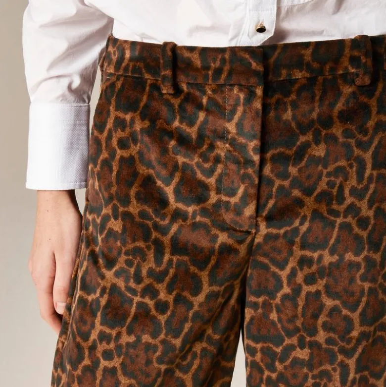 Washed velvet wide-leg trouser in jaguar print