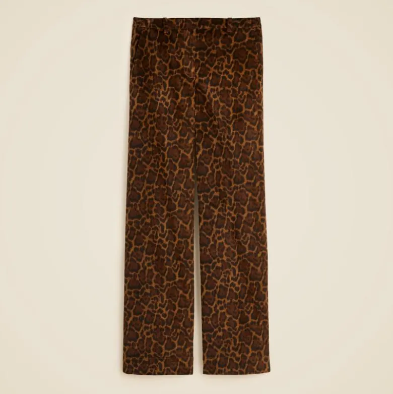 Washed velvet wide-leg trouser in jaguar print