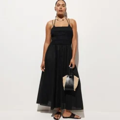 Wave maxi dress in cotton voile