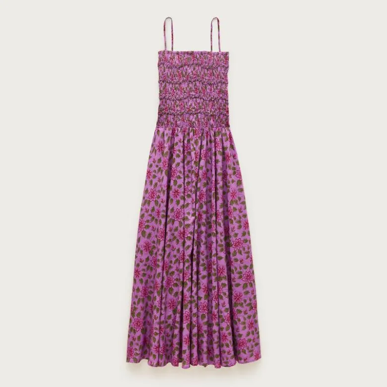 Wave maxi dress in iris floral cotton voile