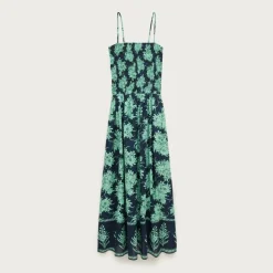 Wave maxi dress in pineapple-print cotton voile