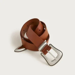 Western buckle belt in Italian leather