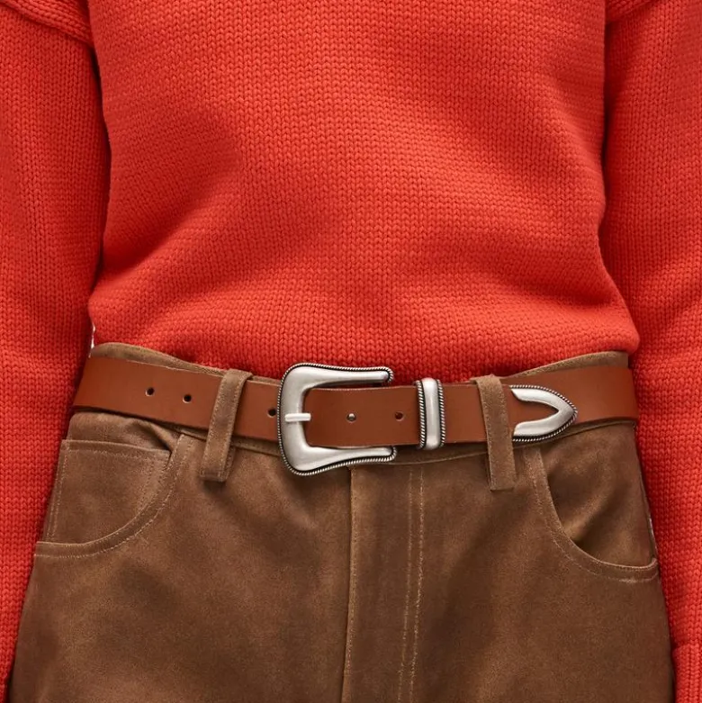 Western buckle belt in Italian leather