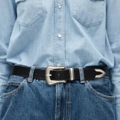 Western buckle belt in Italian leather