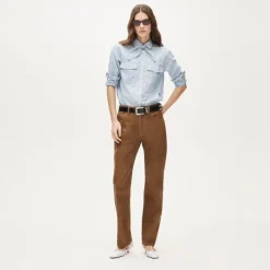 Western straight pant in leather