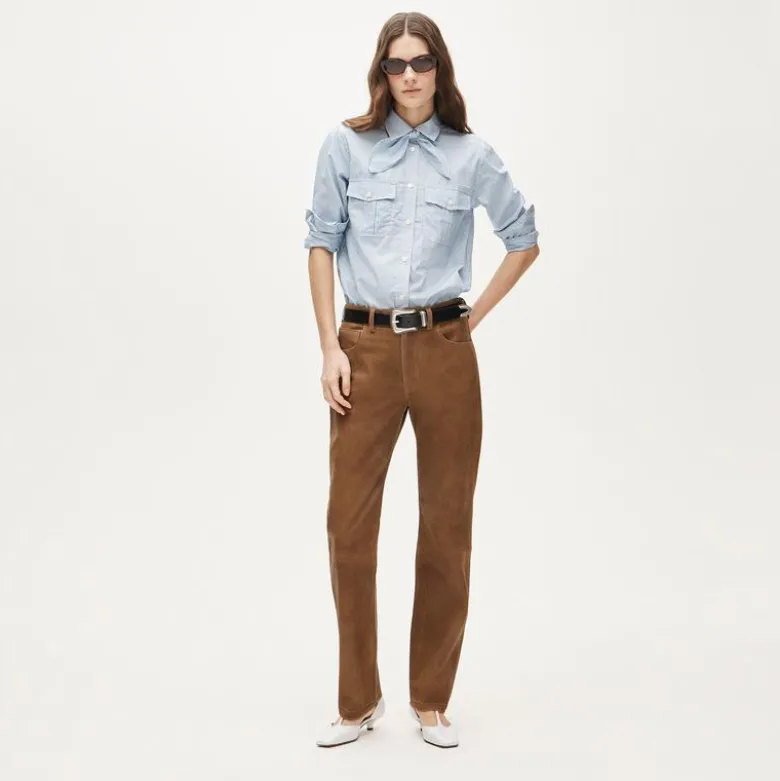 Western straight pant in leather