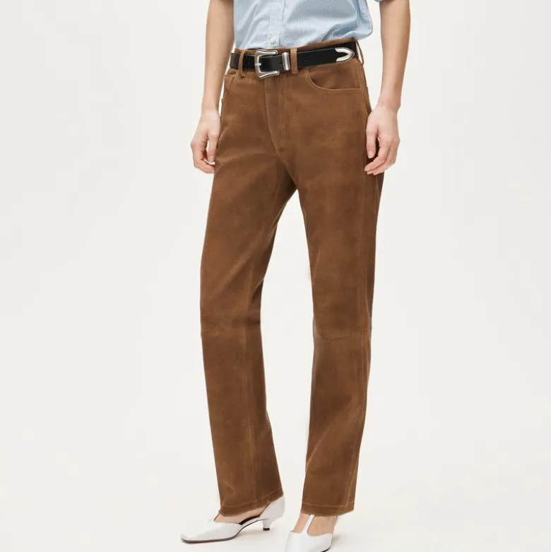 Western straight pant in leather