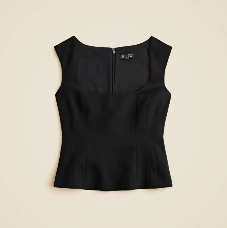 Wide scoopneck tank top in city crepe