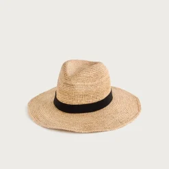 Wide-brim packable straw hat