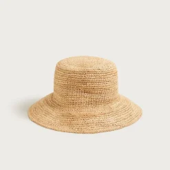 Wide-brim raffia bucket hat