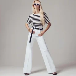 Wide-leg denim trouser in white