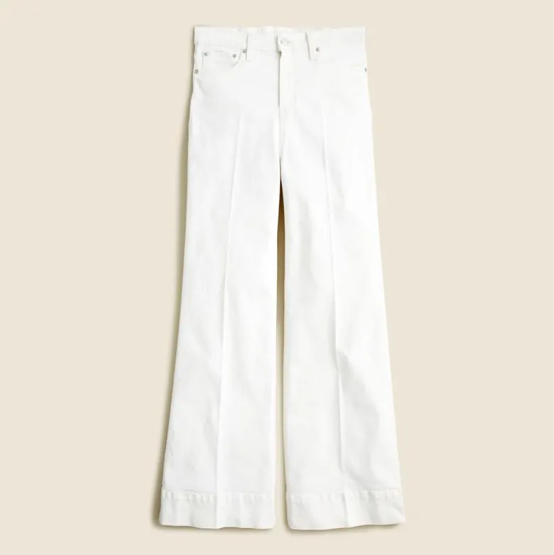 Wide-leg denim trouser in white