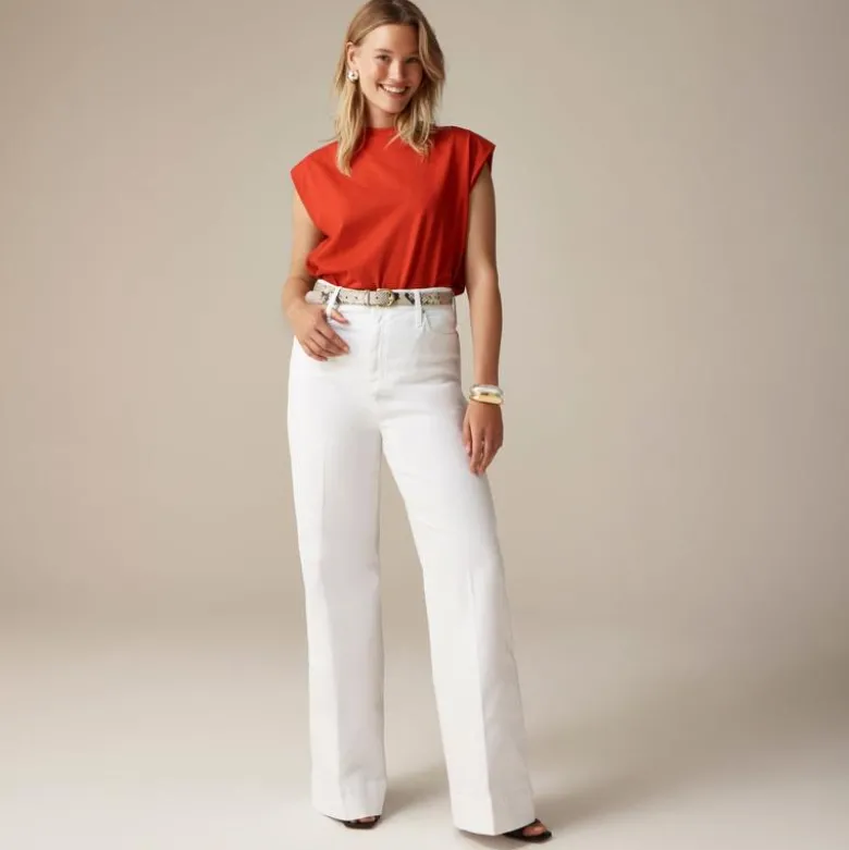 Wide-leg denim trouser in white